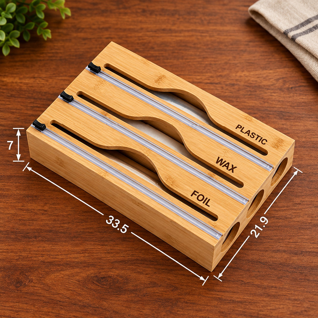 3 Layer Bamboo Wrap Dispenser with Cutter