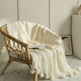 Nordic Knitted Cotton Sofa Cover With Tassel