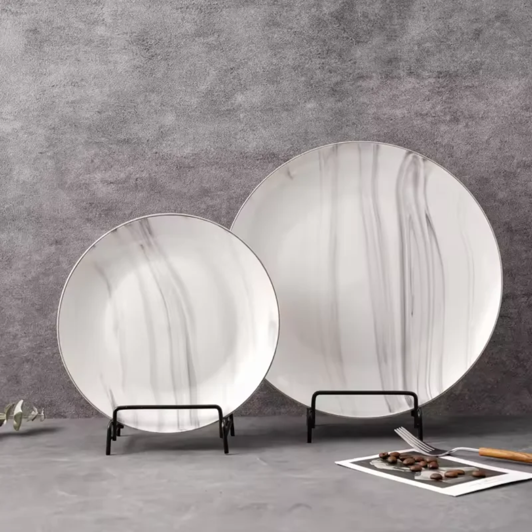 6Pcs Grey Patches Dinner Plates