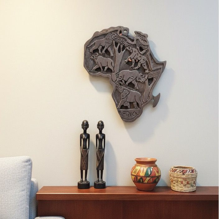 Handcrafted African continent charm bracelet, elegant cultural jewelry piece.