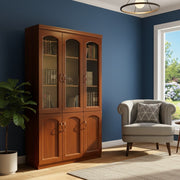 Three-door wooden office cabinet for document and office storage.