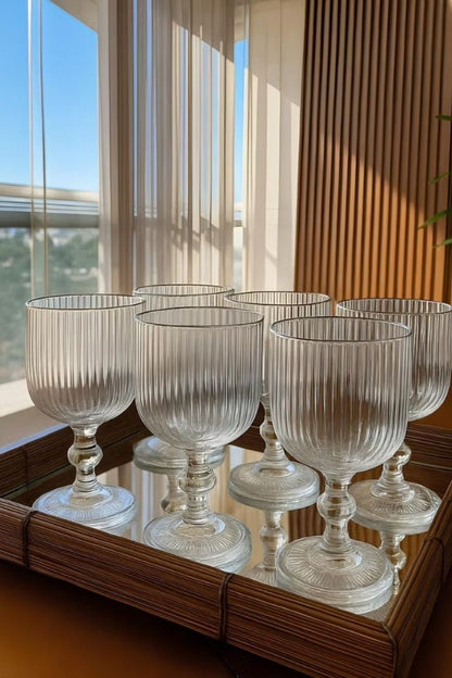 350ml Long ribbed glass for serving beverages