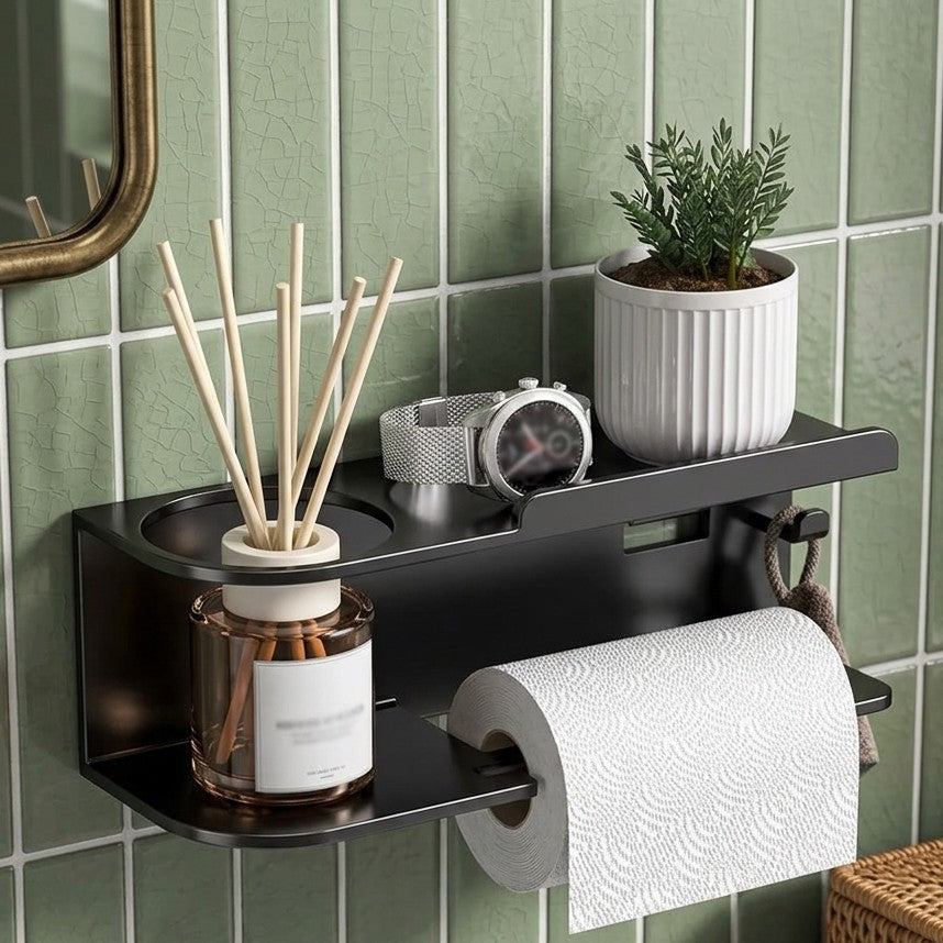 Wall Mounted Toilet Paper Holder with Storage Shelf