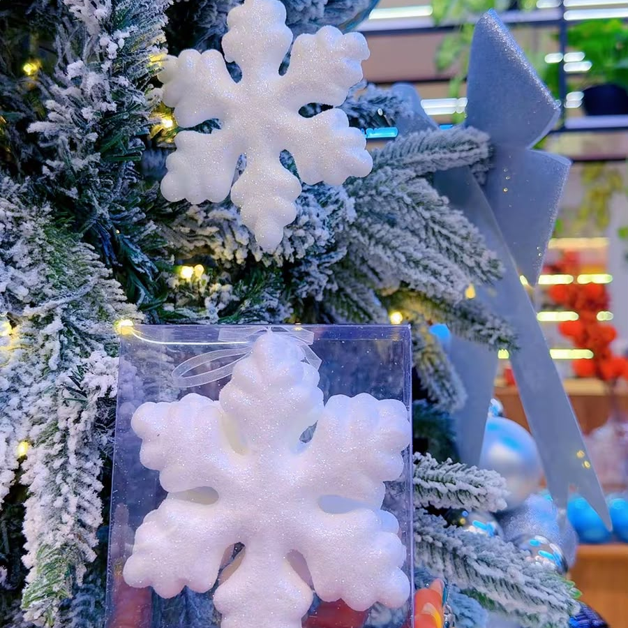15cm 3Pcs White Glitter Snowflake Christmas Ornaments