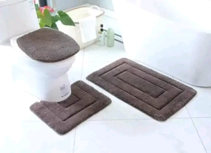 3 Pcs Of Toilet Mat Set