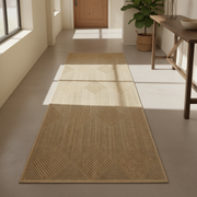 Timeless Woven Geometric Diamond Corridor Runner Rug - Beige Brown Chevron DesignKBLOOM04 #T26