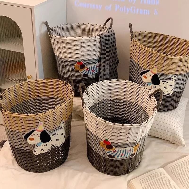 35 × 30 × 25 cm rattan multipurpose storage and laundry basket for clothes, toys, books, toiletries, and household organization.