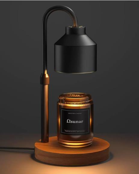 Electric Candle Warmer Lamp with Wooden Base
