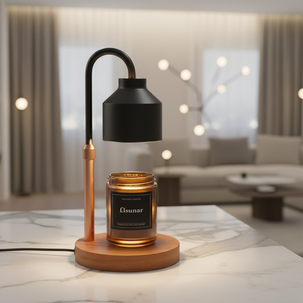 Electric Candle Warmer Lamp with Wooden Base