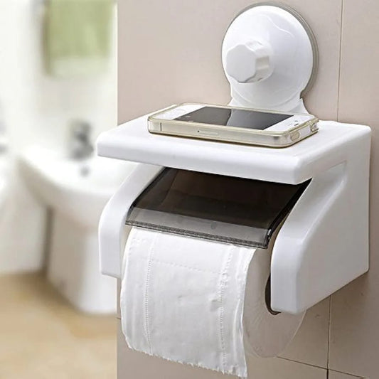 White acrylic and plastic tissue paper holder with compact design