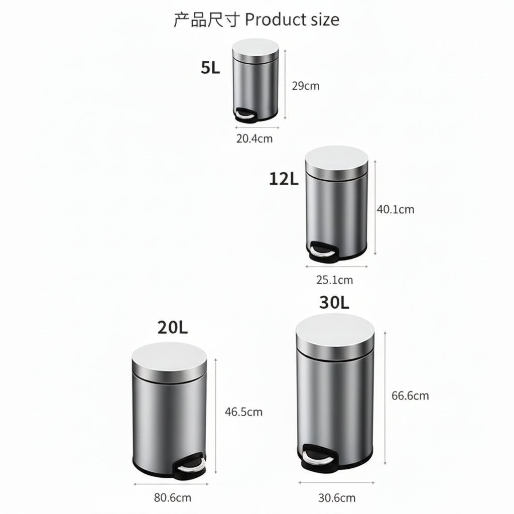 Stainless Steel Pedal Dustbin with Plastic Inner Bucket