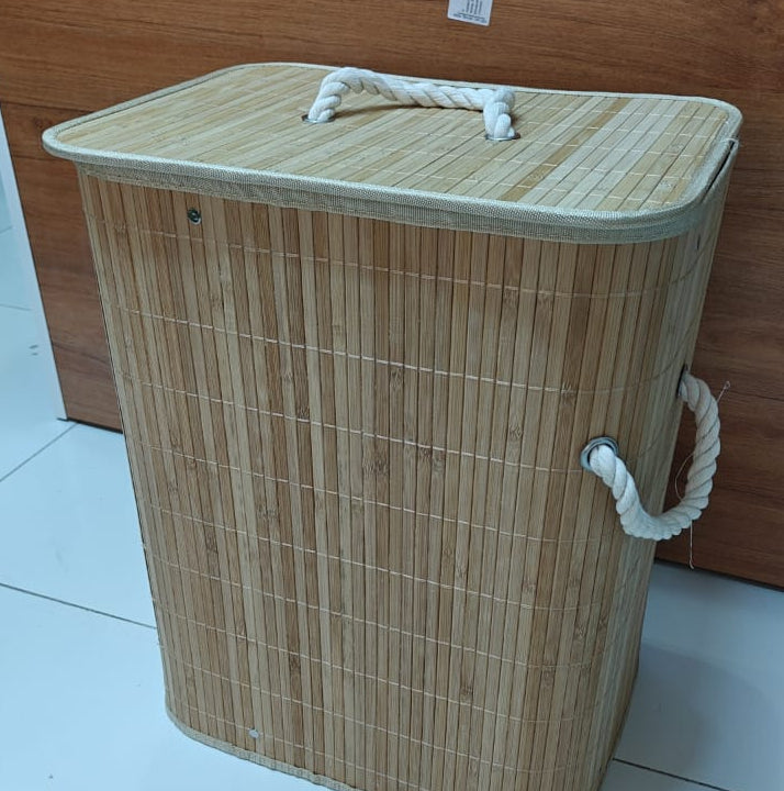 Large Capacity Foldable Bamboo Laundry Basket