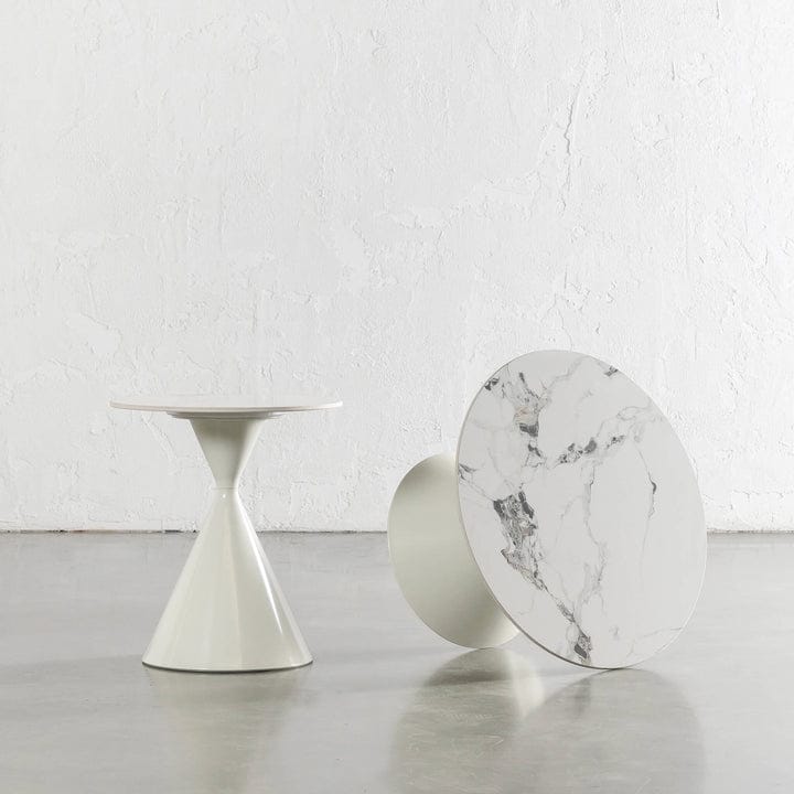 Marble-Top Nesting Coffee Tables with Metal Frame