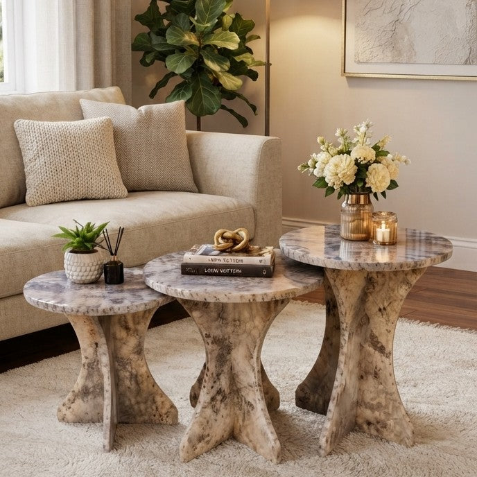 3 in 1 Wooden Table Set with Coated MDF Top