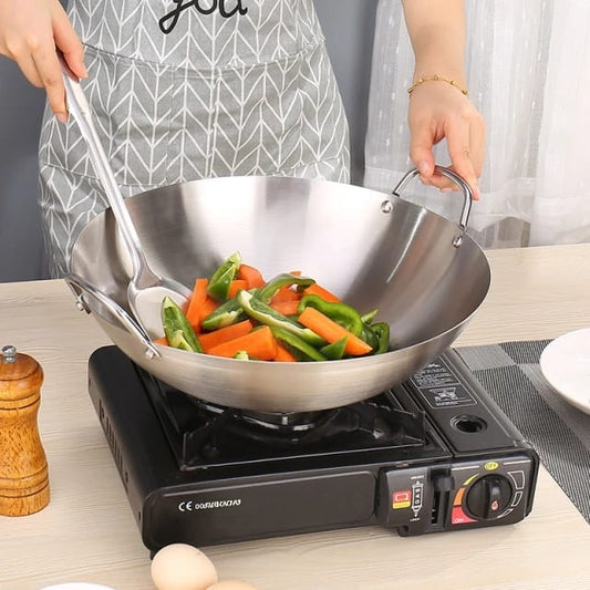 34 cm Heavy gauge aluminum wok frying pan with dual side handles