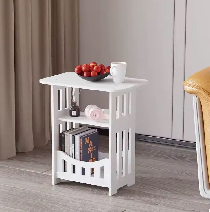 Modern Nordic style wooden storage table, compact bedside and living room organizer in natural wood finish. 🪵