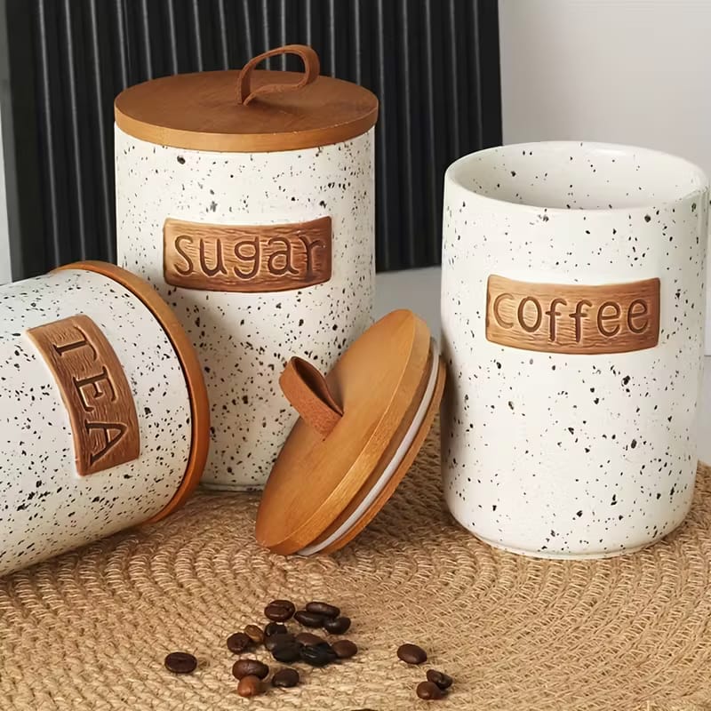 800ml Ceramic Coffee Bean Container Sealed Storage Jar