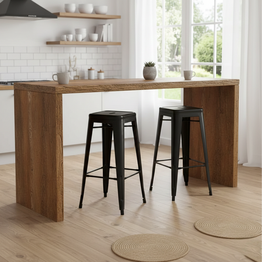 Bistro metallic kitchen island stool available in Matt Red, Luminous Green, Orange, and Yellow for home or café seating