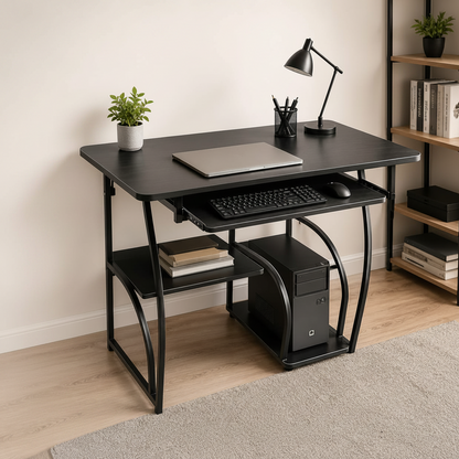 Compact Rectangular Computer Desk with Sturdy Frame
