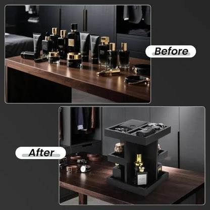 3-Tier Rotating Wooden Makeup Organizer