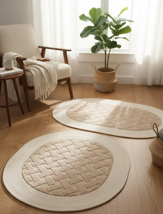 Nordic minimalist woven rattan rug in Bohemian style measuring 70 x 100cm for living room décor