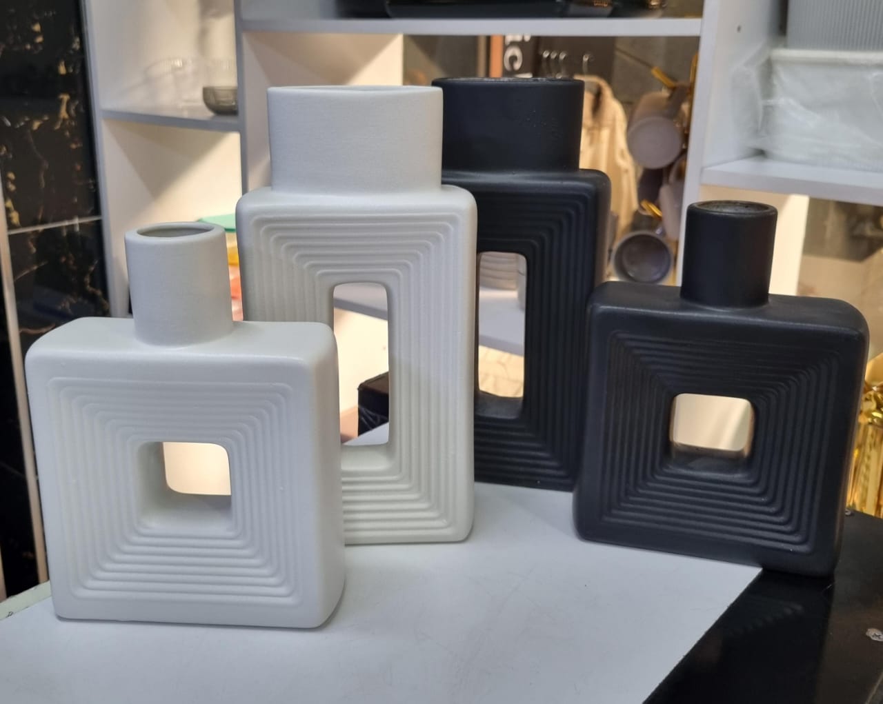 Resin Square Decorative Vase Set