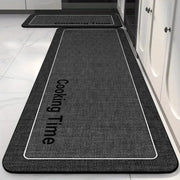 Two piece kitchen floor mat set with anti slip rubber backing in large and small sizes for kitchen and hallway use.