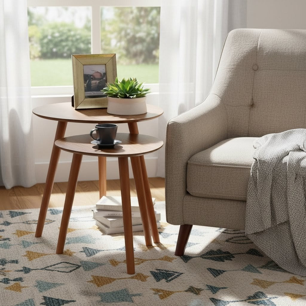 2pc Solid Wood Coffee Table Set