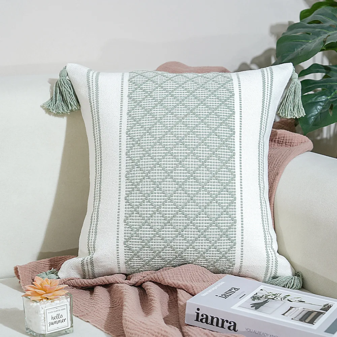 Throw Pillow Cover With Tassels