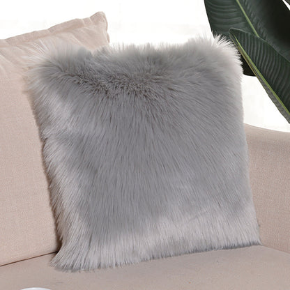 Fluffy Imitation Wool Plush Cushion Pillow Cover Washable Sofa Cushion