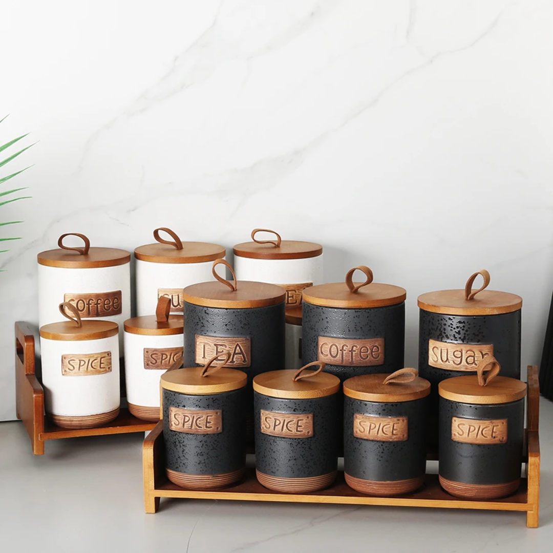 7Pcs Canisters Set With Bamboo Stand