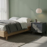 Modern Wooden Nightstand With 2 Drawers