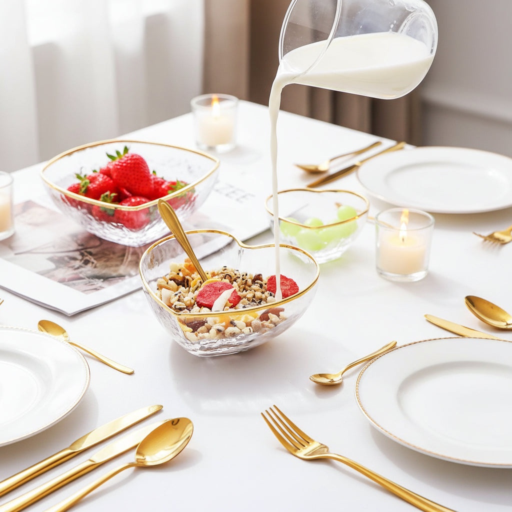 3 Piece Heart-Shaped Glass Bowl Set