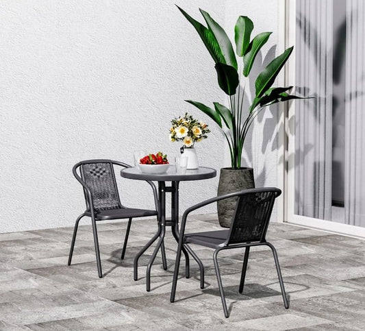 Outdoor 2 chairs and 1 table patio set, durable and stylish for garden or balcony use