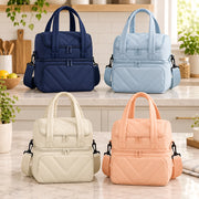 24 × 18.5 × 27cm Double Layer Insulated Lunch Bag with Two Compartments 