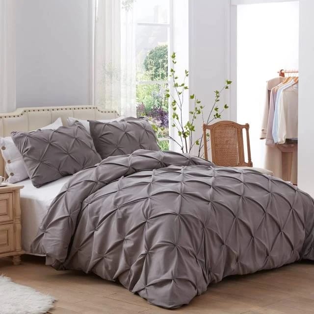 Pinch Pleat Cross Pintuck Duvet Cover Set