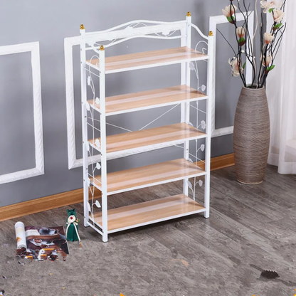 5-Layer Wooden & Metal Storage Rack