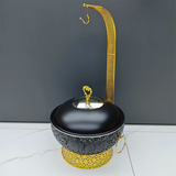 1Pc Black Stainless Steel Chafing Dish with Hanging Lid