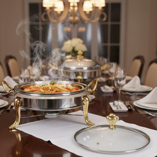 28cm Chaffing dish for keeping food warm during serving.
