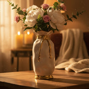 Luxury gold-detailed ceramic vase