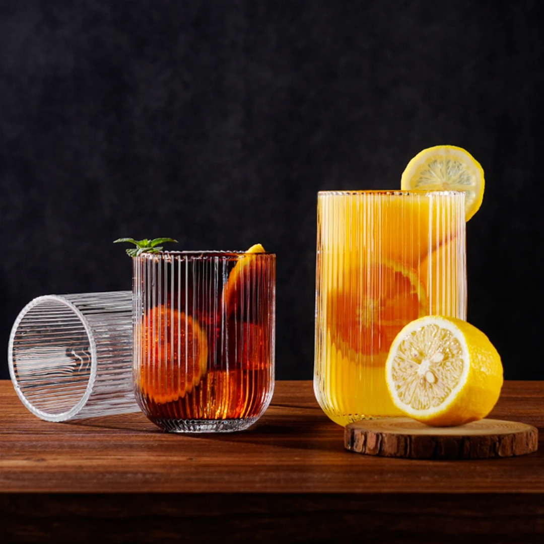 6-Piece Ribbed Short Glass
