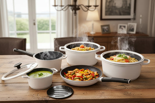 White 12-piece cookware set