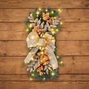 60 × 40cm Christmas Staircase Swag Wreath with LED Lights