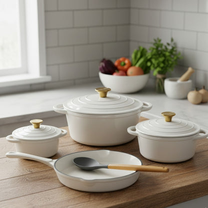 7pcs Enamel Cast Iron Cooking Pots Set