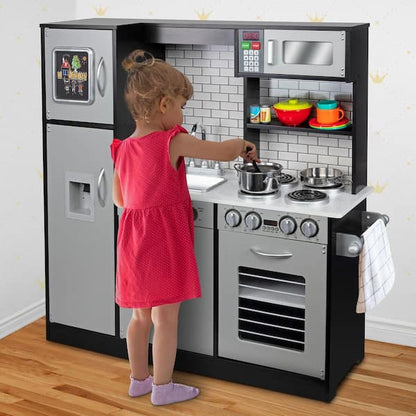 Wooden dollhouse with kitchen and furniture