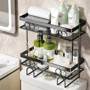 Over the toilet bathroom storage shelf with no drill adhesive hooks