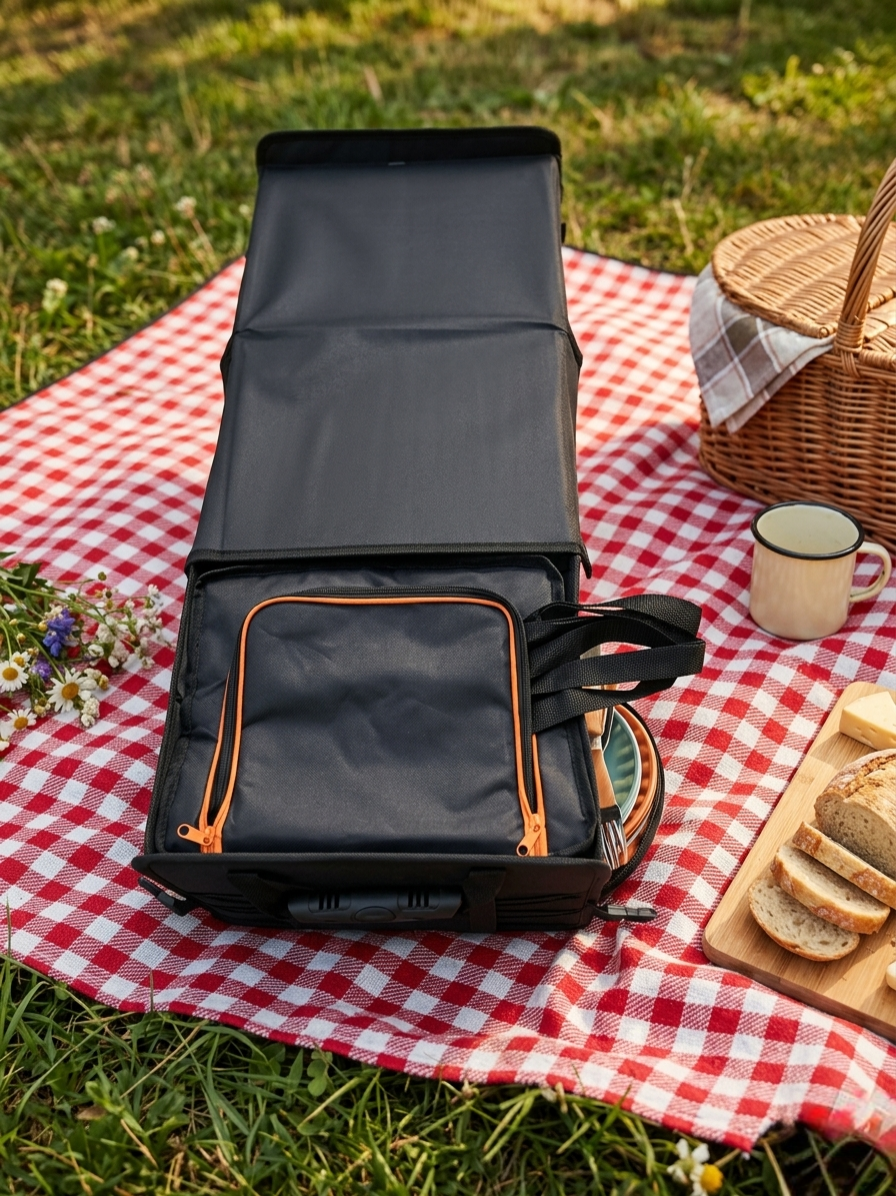 Car Trunk Organizer With Insulated Cooler Compartment