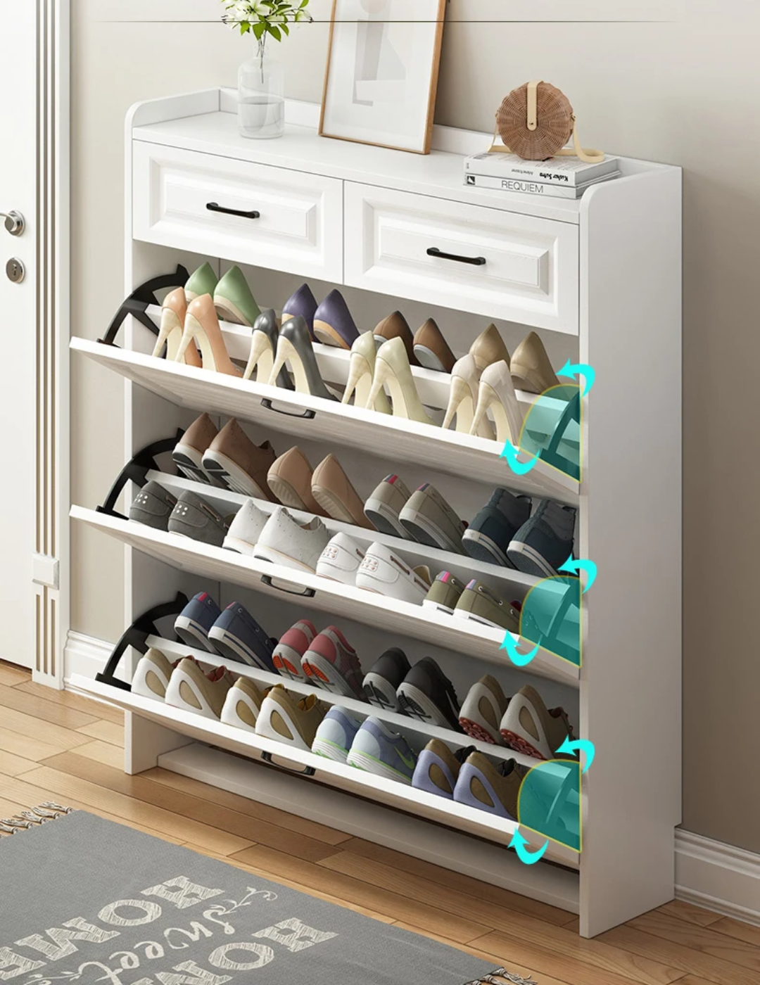 4-Tier Wooden Shoe Cabinet