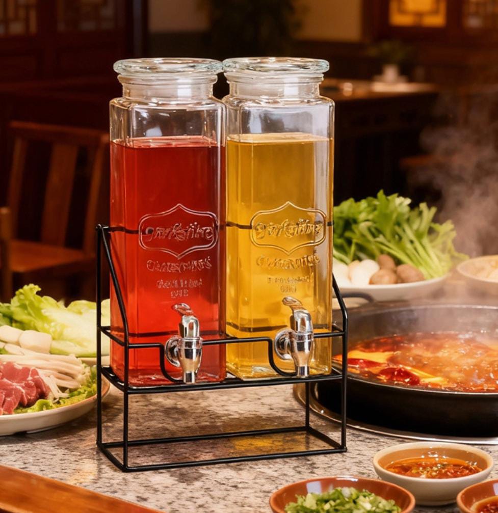 2.2L 2-Pack Glass Beverage Dispenser Set