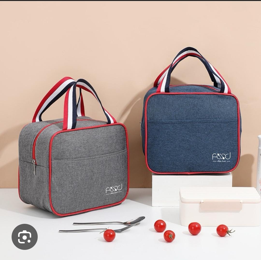 6L insulated square lunch bag, leakproof and reusable, available in grey, navy blue, and black